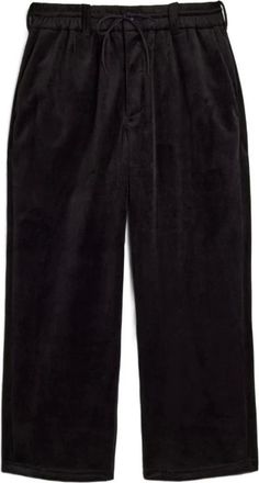 Yohji Yamamoto Broeken, Dames, Zwart, S, Katoen, Kt 1374 Fluweel Corduroy Track Pants