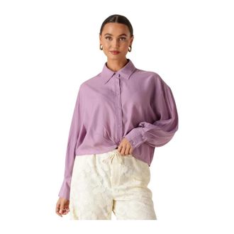 Amaya Amsterdam Mora Blouse - Dames - Blouses & Shirts - Paars - Maat: XS Linnen