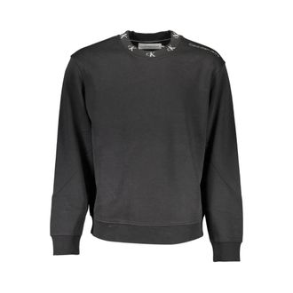 Calvin Klein Sweatshirts, male, Black, Size: XL Black Cotton Men Sweater