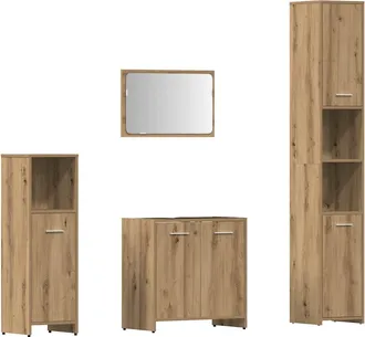 vidaXL Vidaxl - Set Mobili Da Bagno 4 Pz Rovere Artigianale Legno Multistrato