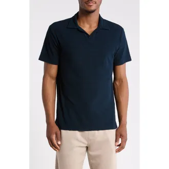Reigning Champ Johnny Collar Cotton Terry Cloth Polo in Navy at Nordstrom, Size Xx-Large