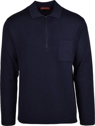 Daniele Fiesoli Truien & Vesten, Heren, Blauw, L, Wol, Polo van Gebreide Wol