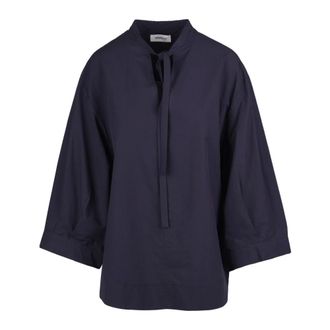 ottod'Ame Blouses, female, Black, Size: 2XS Korean-collar Cotton Blouse