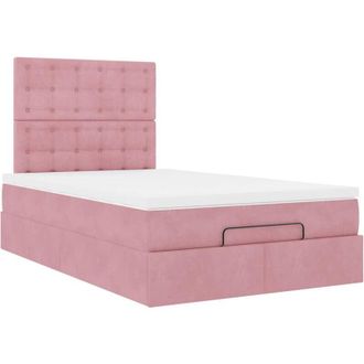 vidaXL Estructura Cama Otomana Colchones Terciopelo Rosa 120x190 Cm Vidaxl