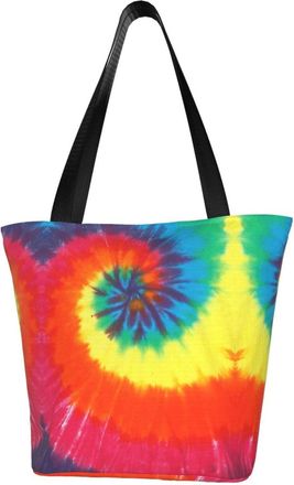 AOOEDM Tote Bag Rainbow Tie Dye Shopping Bags Small Reusable Market Bag Beach Tote Bags Travel Totes