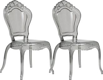 Biscottini International Set 2 Sillas De Policarbonato Transparente Silla De Cocina/sala De Estar Sillones De Pl&aacute;stico Para Comedor Sill&oacute;n Dormitorio