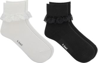 K. Bell Socks Assorted 2-Pack Lace Trim Quarter Socks in Asst at Nordstrom, Size 9
