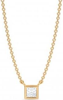 Allurez Princess Lab Diamond Solitaire Pendant Necklace 14K Yellow Gold (0.25ct)