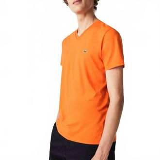 Lacoste Short Sleeve Tee In Orange