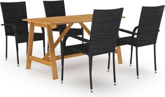 vidaXL Juego De Comedor Para Jard&iacute;n 5 Piezas Negro Vidaxl