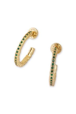 Classicharms Stella Molten Color Cubic Zirconia Hoop Earrings in Gold/green at Nordstrom