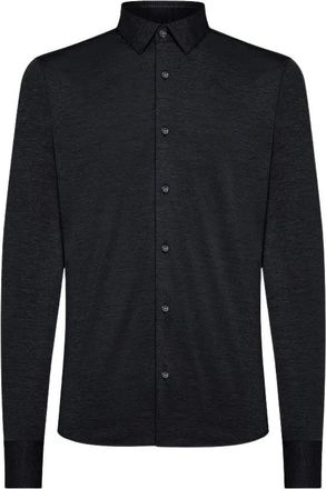 Roberto Ricci Design Jersey Shirt met Lange Mouwen - Heren - Casual Overhemden - Blauw - L - Katoen - Overhemden