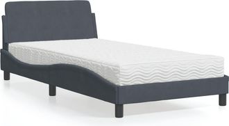 vidaXL Cama Con Colch&oacute;n Terciopelo Gris Oscuro 100x200 Cm Vidaxl