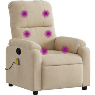 vidaXL Vidaxl - Sill&oacute;n Reclinable De Masaje Tela De Microfibra Color Crema