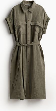 H&M Blusenkleid mit Bindegürtel - Green