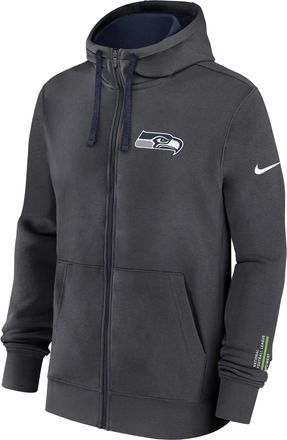 Nike Seattle Seahawks Playbook Page Club Nike Mens NFL Full-Zip Hoodie in Grey | 01NC505M78-YYQ