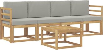 vidaXL Conjunto De Sof&aacute;s De Exterior 5 Uds. Blanco Y Gris Claro Vidaxl