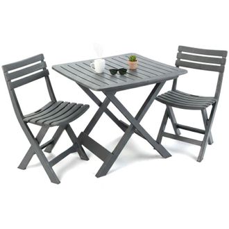 Dmora Set Salotto da Esterno Viticuso, Salottino Outdoor 2 Posti, un Tavolino Made in Italy, set Pieghevole, Nero Antracite