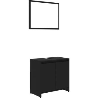 vidaXL Conjunto De Muebles De Ba&ntilde;o Madera Contrachapada Negro Vidaxl
