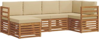 vidaXL Conjunto De Sof&aacute;s De Exterior 6 Uds. Natural Y Beige Poli&eacute;ster Vidaxl