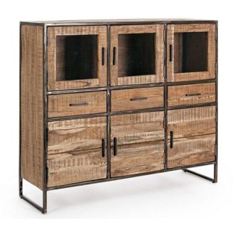 BIZZOTTO Credenza Elmer con struttura in legno di acacia, schienale in compensato, stile moderno -6 Ante - 3 Cassetti