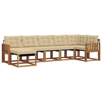 vidaXL Conjunto De Sof&aacute;s De Exterior Con Coj&iacute;n 7 Pcs Natural Y Beige Vidaxl