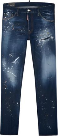 Dsquared2 Mens Twinphony Paint Splattered Jeans in Blue