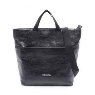 Balenciaga Black White Leather Handbag Tote Bag (Pre-Owned)