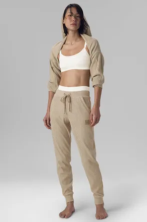 Alo | Muse Sweatpant in Gravel Heather Beige, Size: Medium