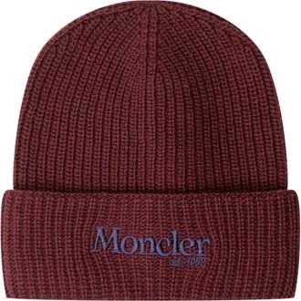 Moncler Ribbed Beanie - unisex - Hoeden - Rood - L - Accessoires