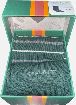 GANT Mens 2-Pack Multi-Stripe Socks Gift Set, Tartan Green - Size: 7/7.5/8/8.5/9/9.5/10