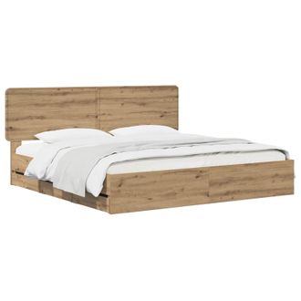 vidaXL Bed Frame With Storage And Headboard Artisan Oak 180 X 200 Cm Vidaxl