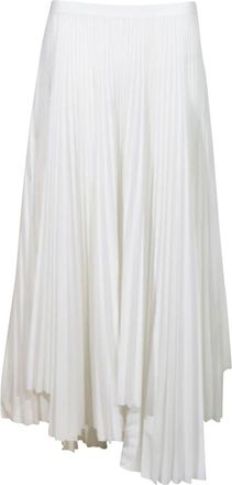 Plan C Geplooide asymmetrische rok - Dames - Midirokken - Wit - L - Rokken