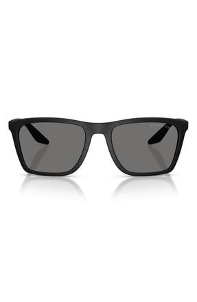 Prada 56mm Polarized Pillow Sunglasses in Matte Black /Dark Grey Polar at Nordstrom