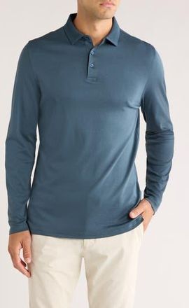 Robert Barakett Georgia Long Sleeve Pima Cotton Polo in Orion Blue at Nordstrom Rack, Size Xx-Large