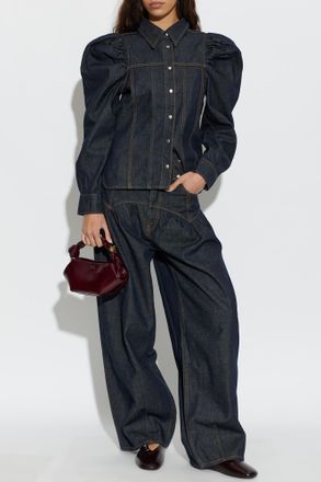 Ganni Loose-Fit High-Rise Jeans, Womens, Navy Blue