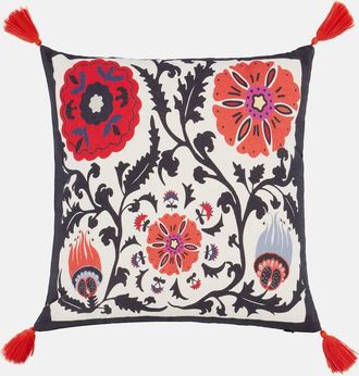 Les-Ottomans Cuscino Flowers in velluto con stampa