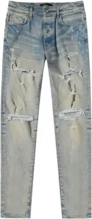 Amiri Mens Thrasher Plus Distressed Jeans In Clay Indigo