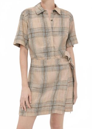 Jonathan Simkhai Jensen Wrap Dress In Rattan Plaid