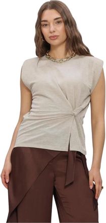 Summum Tops, Dames, Beige, S, Linnen, Top Linnenlook