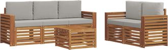 vidaXL Conjunto De Sof&aacute;s De Exterior 6 Uds. Natural Y Gris Claro Vidaxl