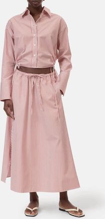 Closed Cotton Gathered Skirt In Brick Red