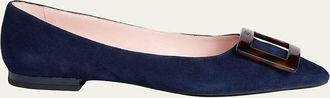 Roger Vivier Gommettine Suede Ballerina Flats