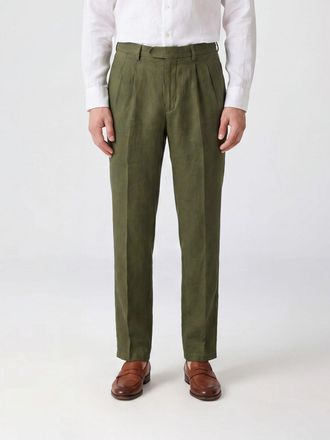 Boglioli Pantaloni sartoriali slim fit in lino con chiusura decentrata