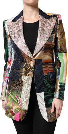 Dolce & Gabbana Womens Multicolor Floral Patchwork Jacquard Jacket Clothing