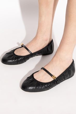Dolce & Gabbana Leather Ballet Flats, Womens, Black