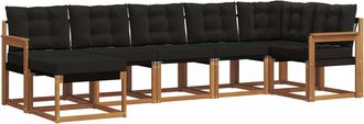 vidaXL Conjunto De Sof&aacute;s De Exterior 7 Uds. Natural Y Negro Vidaxl