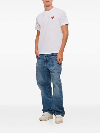 Comme Des Gar&ccedil;ons Red Heart Embroidered T-Shirt - White