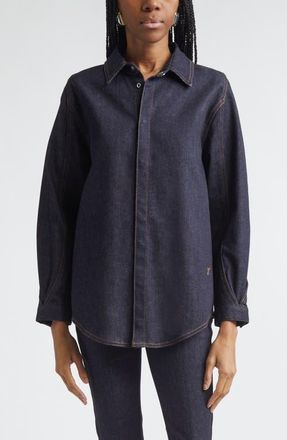 Jacquemus La Chemise Amelo de-N&icirc;mes Denim Button-Up Shirt in Dark Navy at Nordstrom, Size 10 Us