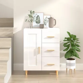 vidaXL Vidaxl - Aparador De Madera Contrachapada Blanco Brillante 69,5x34x90 Cm